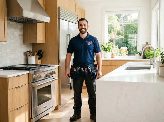 Appliance Repair Hero technician in a Asbury, NJ kitchen after an appliance repair
